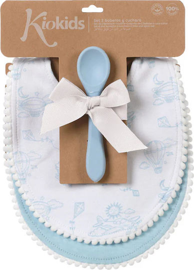 Kiokids Waterproof Silicone Bib Light Blue for 4 m+ 2 Pieces