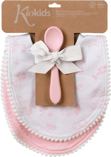 Kiokids Waterproof Silicone Baby Bib Pink for 4 m+ 2 pcs