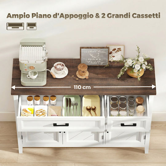 Floor Cabinet White 110x35x80.5cm