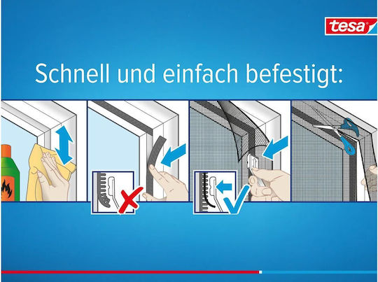 Tesa Moskitonetz Fenster mit Klebeband aus Polyester Grau 180x150cm