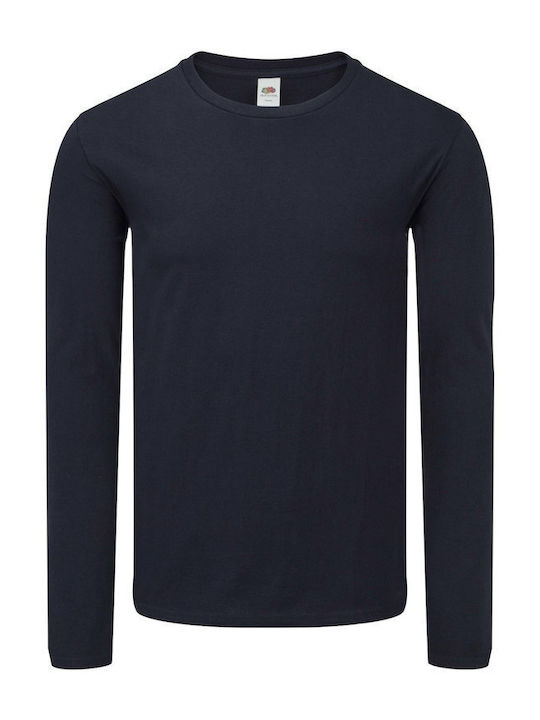 Fruit of the Loom Iconic Унисекс Рекламен T-shirt Дълъг Ръкав Deep Navy