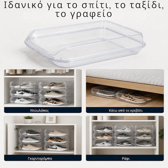 Storage Box Boots Transparent Stackable Ventilated Plastic Organizer Wardrobe Shoe Storage Travel Dust & Odor Protection 37 X 30 X 14 Cm