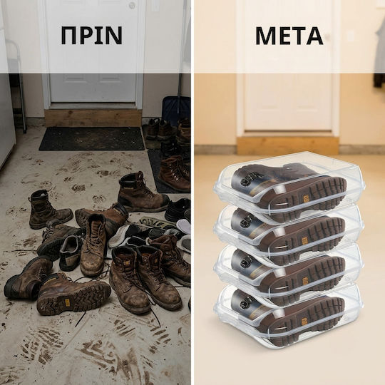 Storage Box Boots Transparent Stackable Ventilated Plastic Organizer Wardrobe Shoe Storage Travel Dust & Odor Protection 37 X 30 X 14 Cm