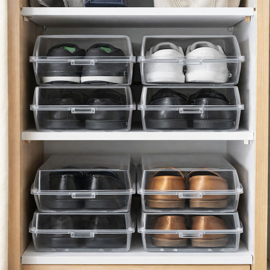 Storage Box Boots Transparent Stackable Ventilated Plastic Organizer Wardrobe Shoe Storage Travel Dust & Odor Protection 37 X 30 X 14 Cm
