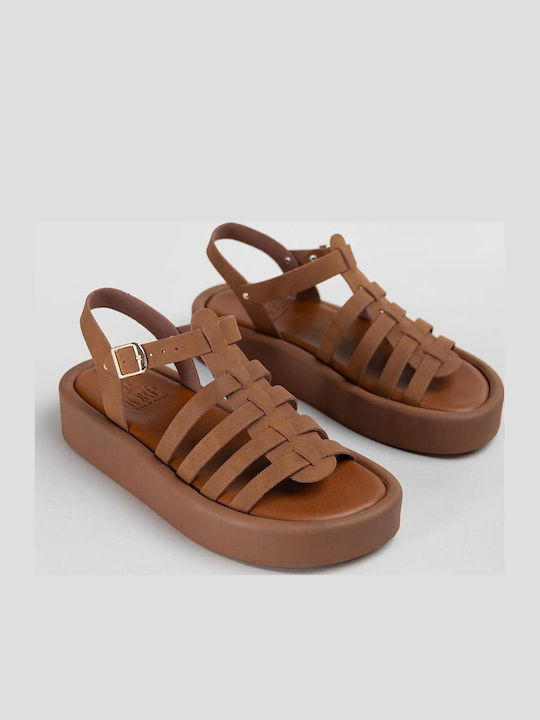 Women's Gladiator Flatforms Sandals Tabac Brown