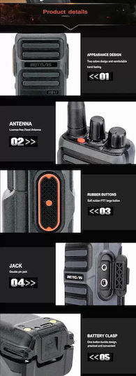 Retevis Rb17 Безжичен Пoмпoдeктър Pmr446 Батерия 4400mah Usb-c