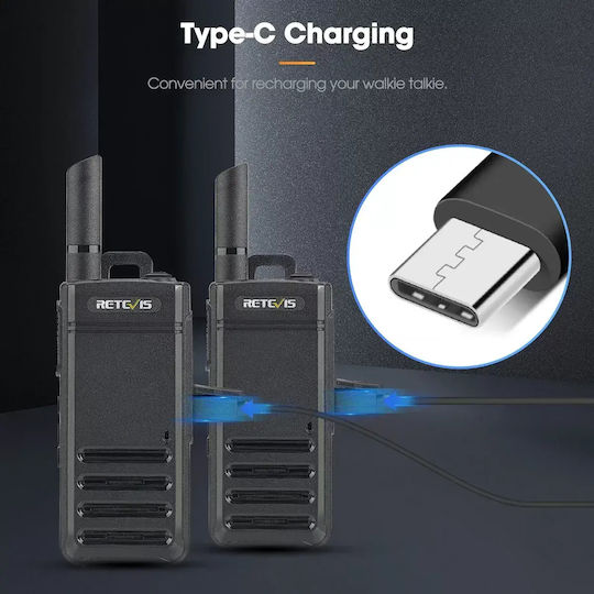 Retevis Rb639p Mini Walkie Talkie Pmr446 Usb-c și Bluetooth Set Căști 2 Bucăți
