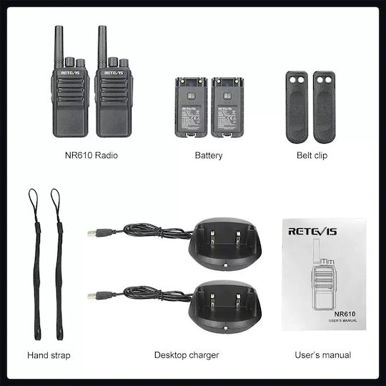 Retevis Nr610 Walkie Talkie Pmr446 Usb-c & Ai Noise Cancelling Set 2 Stücke