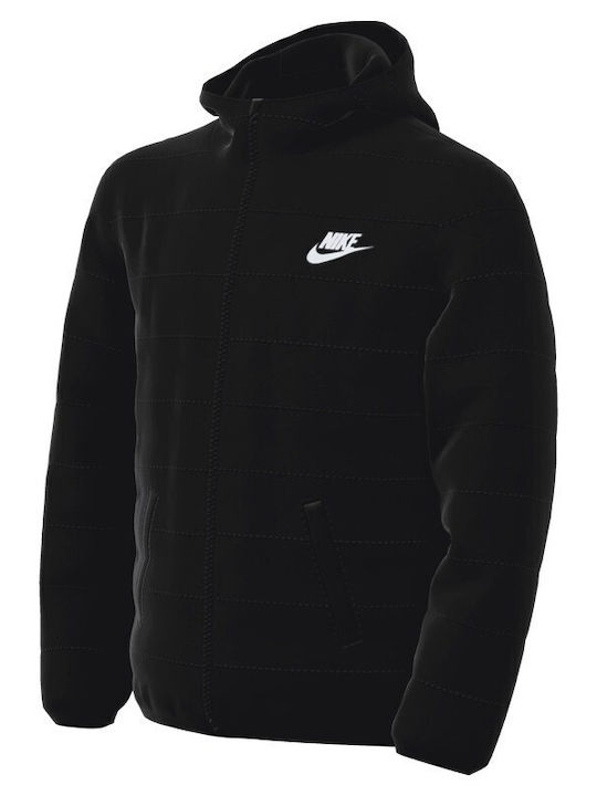 Sportswear Παιδικό Αθλητικό Μπουφάν Κοντό με Κουκούλα Μαύρο