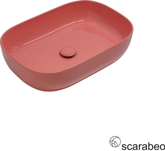 Scarabeo Επικαθήμενος Νιπτήρας Πορσελάνης 56x39cm Peach Glossy