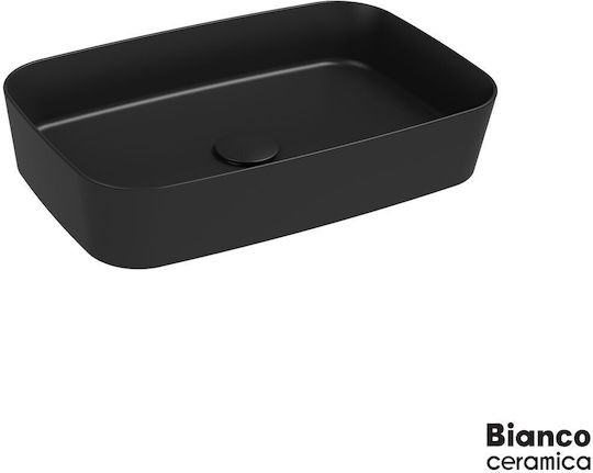 Bianco Ceramica Aufgesetztes Waschbecken Porzellan 60x38cm Black Matt