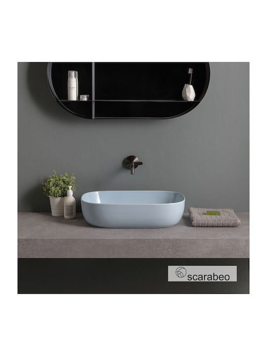 Scarabeo Aufgesetztes Waschbecken Porzellan 56x39cm Glossy