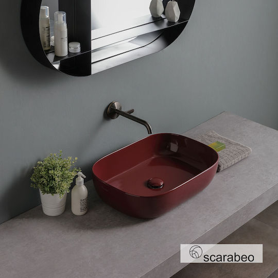 Scarabeo Επικαθήμενος Νιπτήρας Πορσελάνης 56x39cm Cherry Glossy