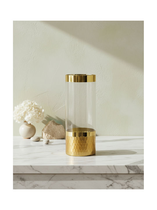 Mondex Διακοσμητικό Βάζο Γυάλινο Serenite Χρυσό Φ9.5xΥ25cm