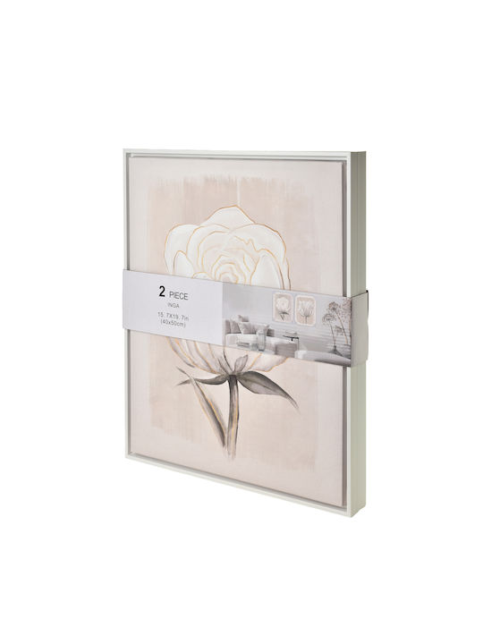 Inga Set 2 Paintings 40x50cm White Flower