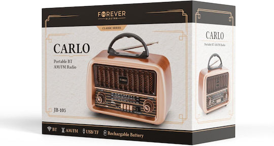 Forever JB-105 Retro Tischplatte Radio Elektrisch mit Bluetooth und USB Braun