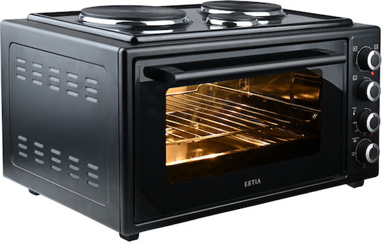 Estia Mastercook Compact Electric Countertop Oven 48lt with 3 Hotplates Black