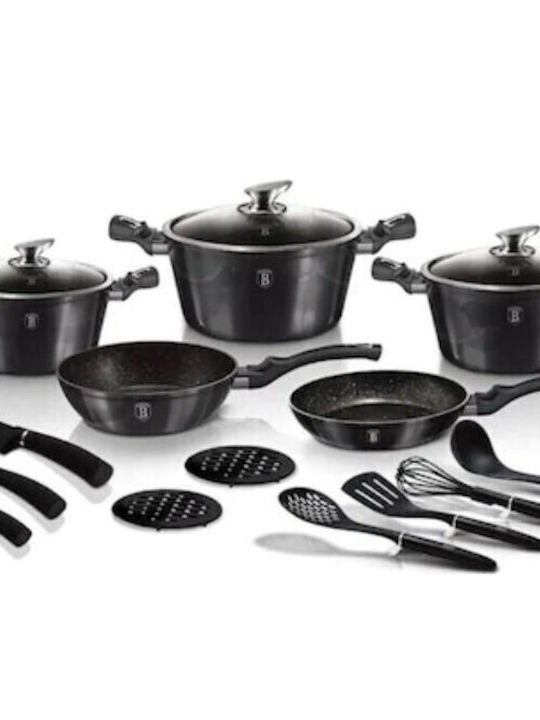 Berlinger Haus Metallic Line Σετ Μαγειρικά Σκεύη από Αλουμίνιο Carbon Pro με Επίστρωση από Πέτρα 5 τεμαχιών