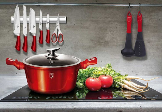 Berlinger Haus Metallic Line Set De Vase De Gătit Din Aluminiu Burgundy Collection Cu Acoperire Interioară Din Piatră 5 Piese