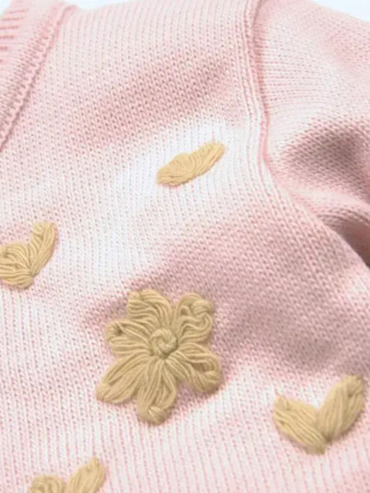 Mädchenkleid Gestrickt Set aus 2 mit Mantel Rosa