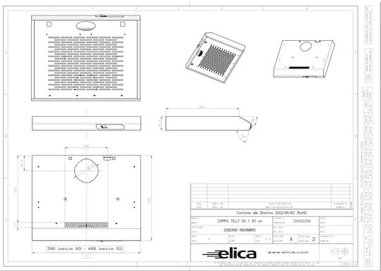Elica Verve WH/F/60 Ελεύθερος Απορροφητήρας 60cm Λευκός
