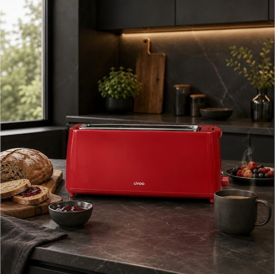 Livoo Sandwichmaker für for 2 Sandwiches Sandwiches 750W Rot