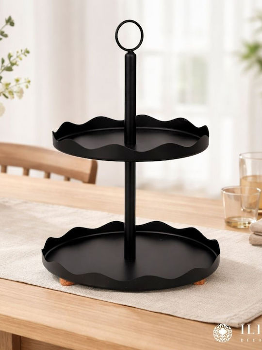 Iliadis Μεταλλική Εταζέρα 2 Ορόφων Μαύρη Ø28xY42cm