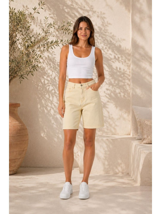 Damen Bermudas Jean Gelb