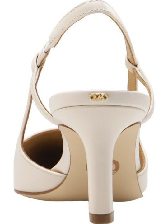 Alora Leather Heels with Mid Heel Ecru