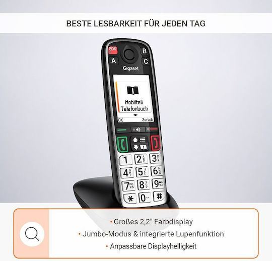 Gigaset Easy 500HX Cordless Phone with Greek Menu Black