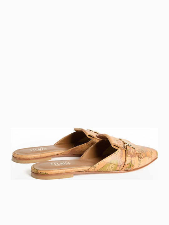 Mules with Heel in Tabac Brown Colour