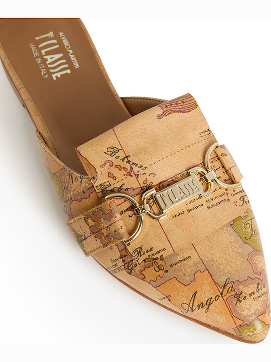 Mules with Heel in Tabac Brown Colour