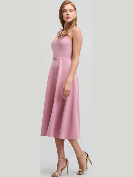 Rochie Midi de Vară pentru Nuntă / Botez Roz