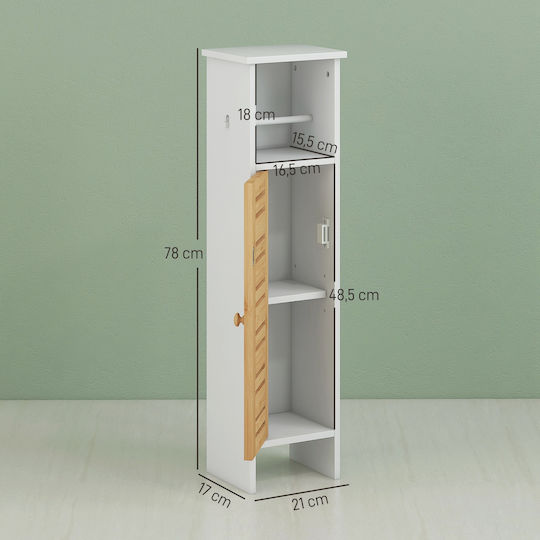 HomCom Ντουλάπι Μπάνιου 21x17x78cm Φυσικό Ξύλο