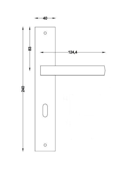 Perfect Perfect Middle Door Lever with Plate 241-17 Pair (Distance Between Lock Centers 75mm) Satin Nickel