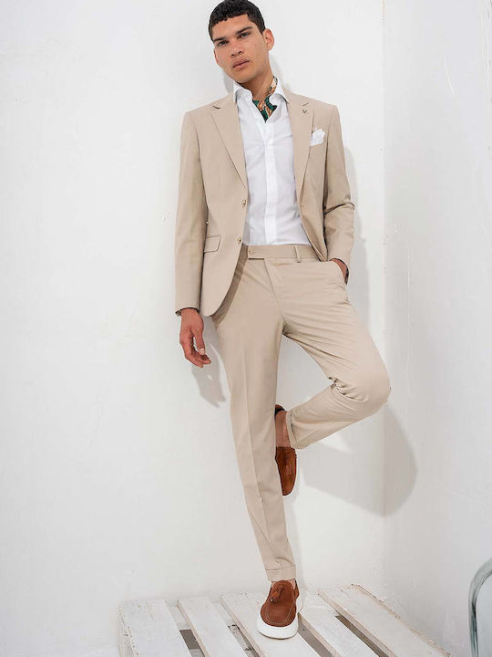 Men's Suit with Slim Fit Beige