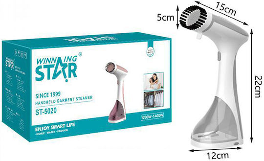 Aparat de calcat vertical de Mână 1400W cu Recipient 220ml Alb