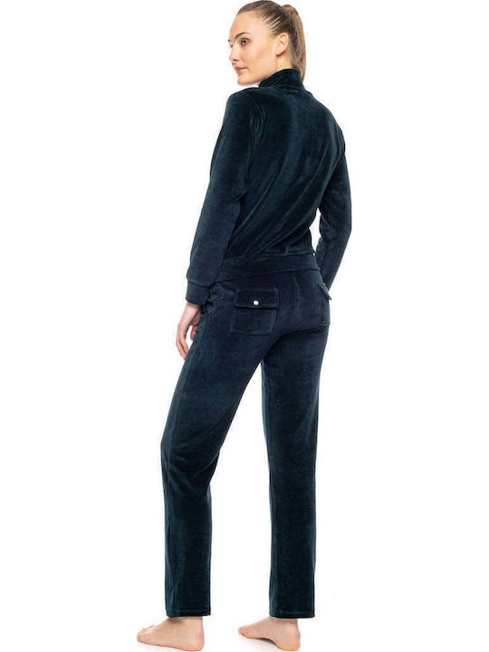Velvet Blue Sweatpants Set
