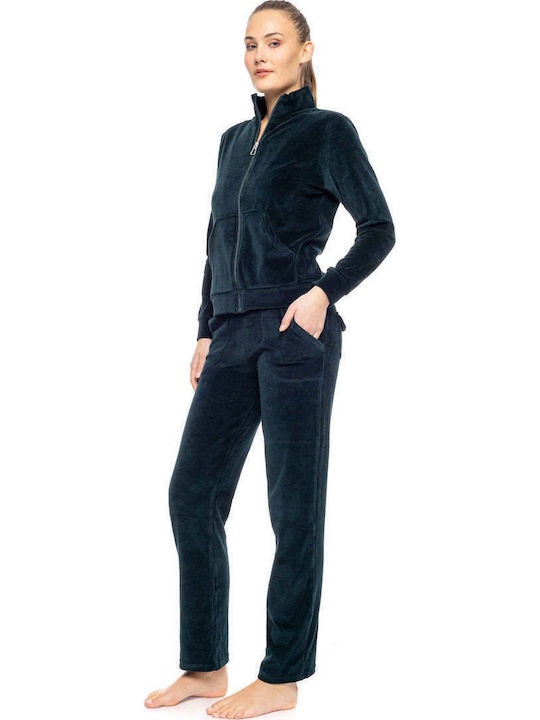 Velvet Blue Sweatpants Set