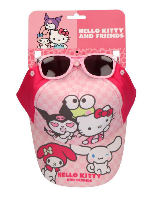Hello Kitty Детска Шапка С Козирка Текстилна Слънцезащитна Розова
