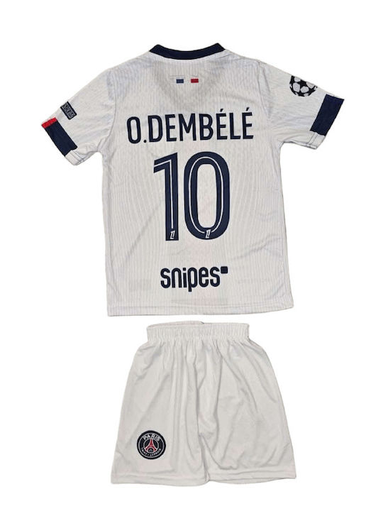 Детски Комплект Футбол Dembele Psg 2026-2027 Бял Balón De Oro White Унисекс Детски Ab177