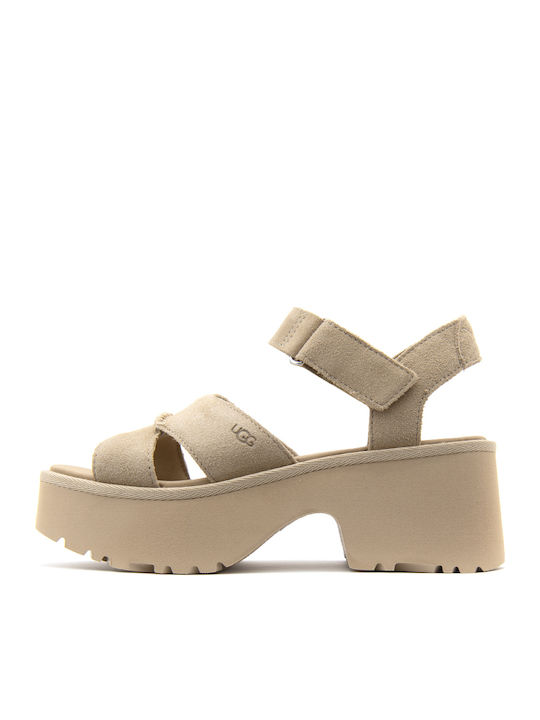 New Heights Ankle Strap Sandal Din piele întoarsă Sandale MUSTARD SEED