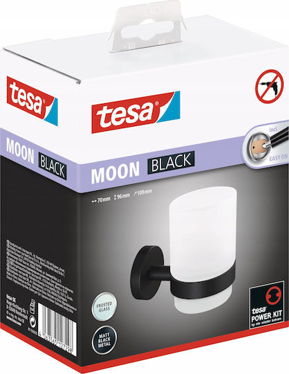 Tesa Moon Suport de Pahar Montat pe Perete Din Sticlă Negru 4063565127298