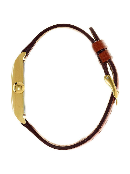 Lip Watches Damenuhr Batterie mit Braun Lederarmband