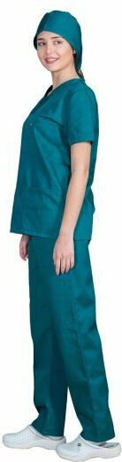 Alezi Unisex Medical Pants and Blouse Set Green Cotton and Polyester
