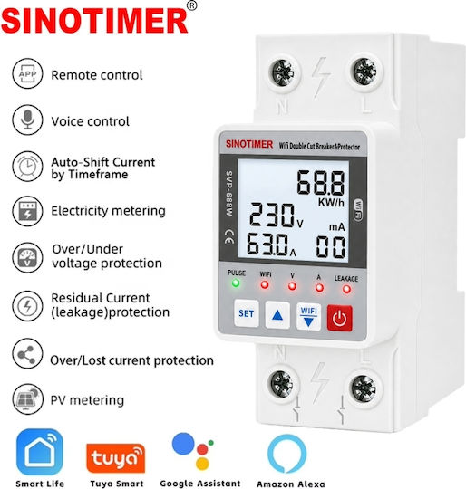 Sinotimer Dipólikos Diakóptis Rágas WiFi 230V 63A