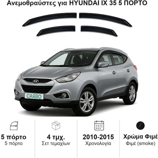 Heko Set of Windbreakers Front and Rear Car Dark Fime for Hyundai iX35 4pcs