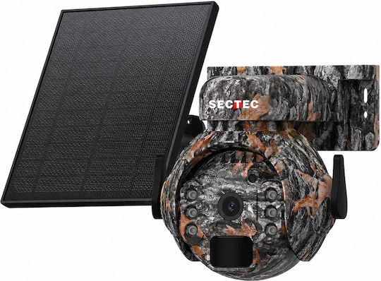 Sectec ST-515C 3MP Solar Security Camera Camo WiFi PTZ PIR Detection & 5200mAh Battery