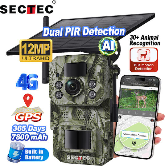Sectec Hc809 12mp Hunting Camera Night Vision & Motion Detection Two Way Audio Camouflage Ip66