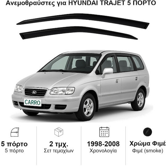 Heko Σετ Ανεμοθραύστες Αυτοκινήτου Μπροστινοί Σκούρο Φιμέ για Hyundai Trajet 2τμχ